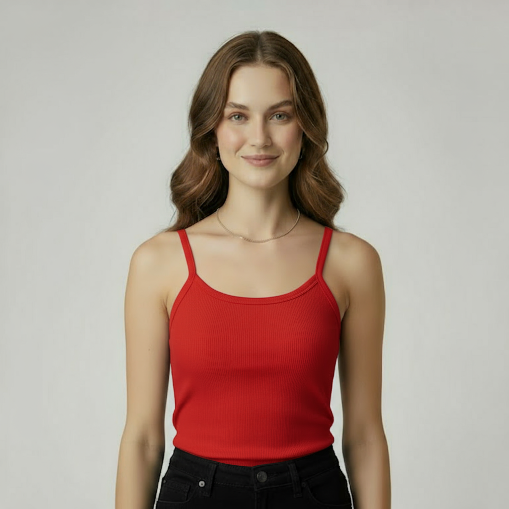 Classic Red Ribbed Tank Top