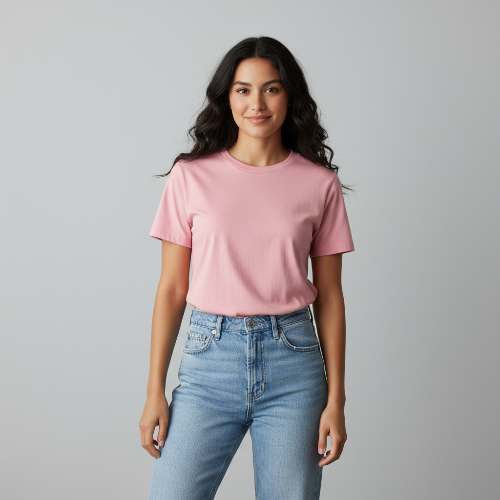 Classic Pink Crew Neck T-Shirt