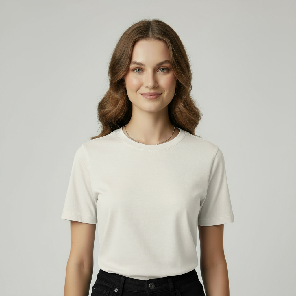 Women’s Off White Round-Neck T-Shirt