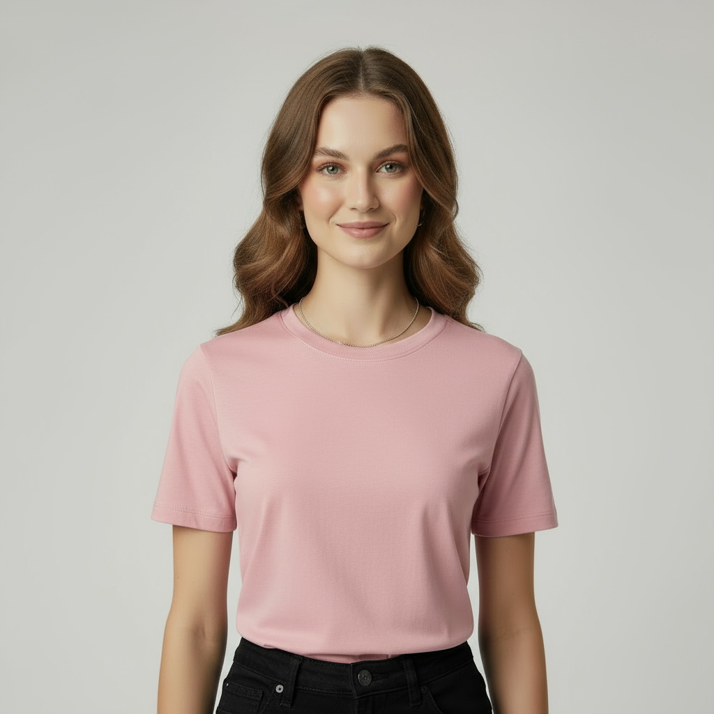 Women’s Pink Round-Neck T-Shirt