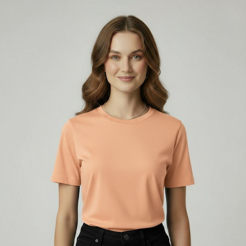 Women’s Peach Round-Neck T-Shirt