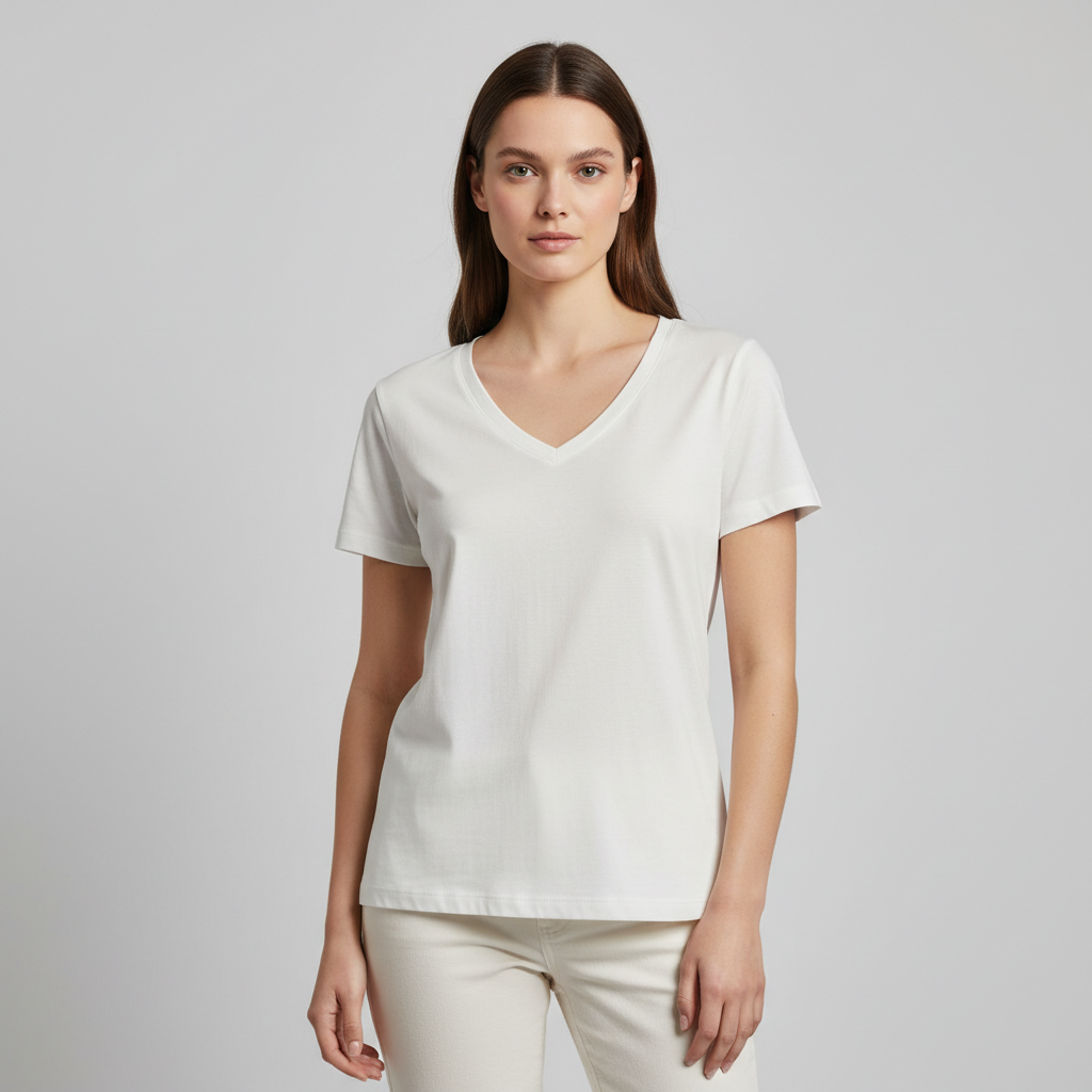 Women’s Premium Cotton V-Neck T-Shirt – Pure White