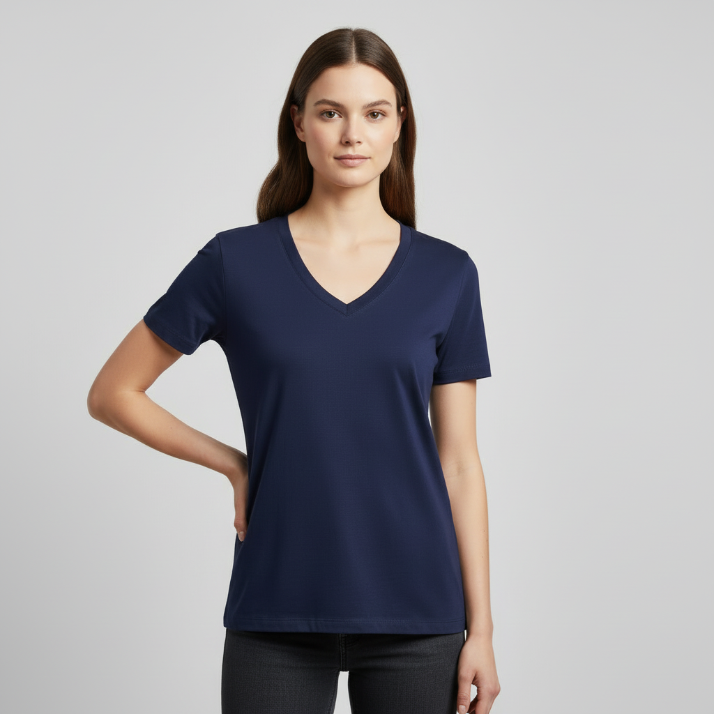 Women’s Premium Cotton V-Neck T-Shirt – Navy Blue