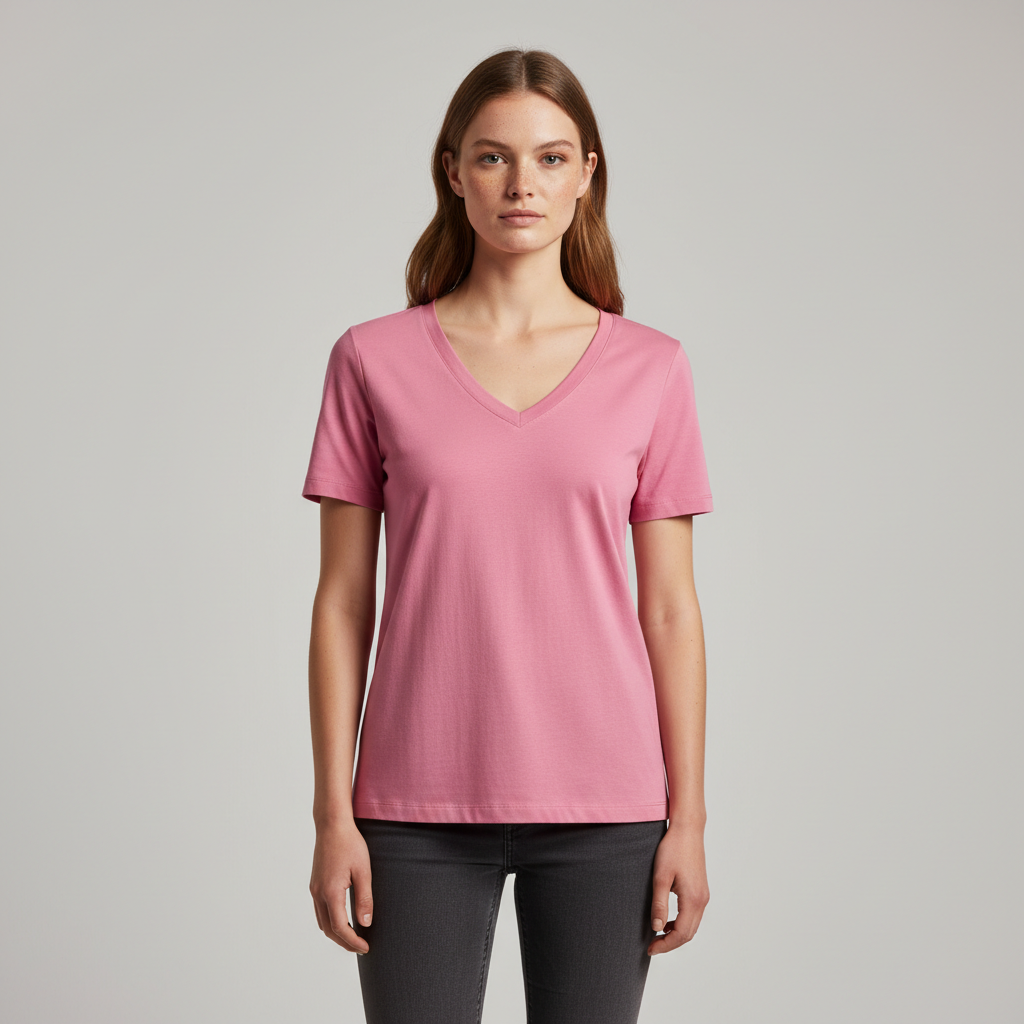 Women’s Premium Cotton V-Neck T-Shirt – Soft Pink