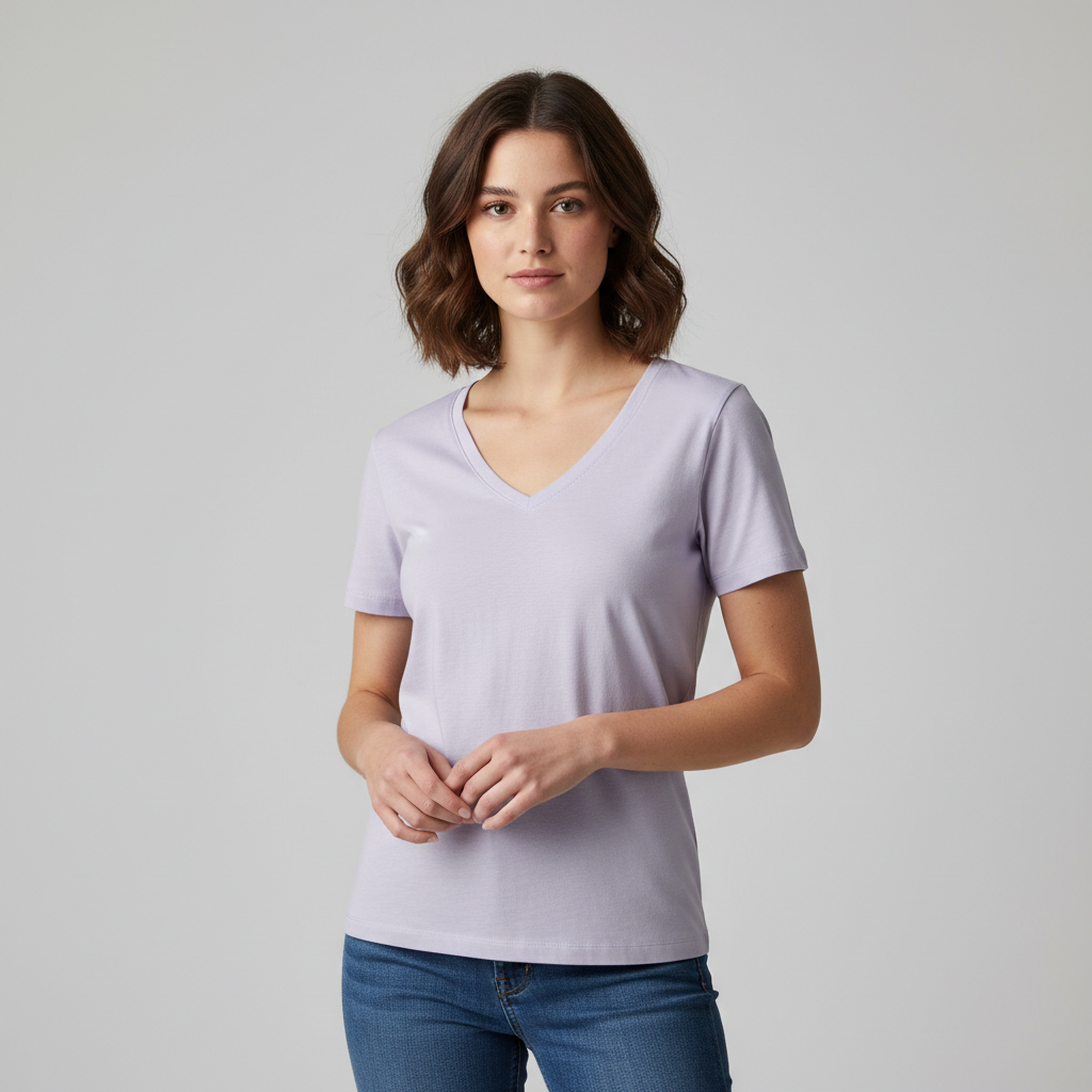 Women’s Premium Cotton V-Neck T-Shirt – Lavender Mist